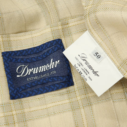 【新品】ドルモア DRUMOHR リネン チェック 2B テーラードジャケット ベージュxグレー【サイズ50】【 状態ランクN 】【 メンズ 】