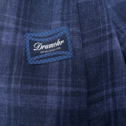 【新品】ドルモア DRUMOHR リネン チェック 2B テーラードジャケット ネイビー【サイズ46】【 状態ランクN 】【 メンズ 】