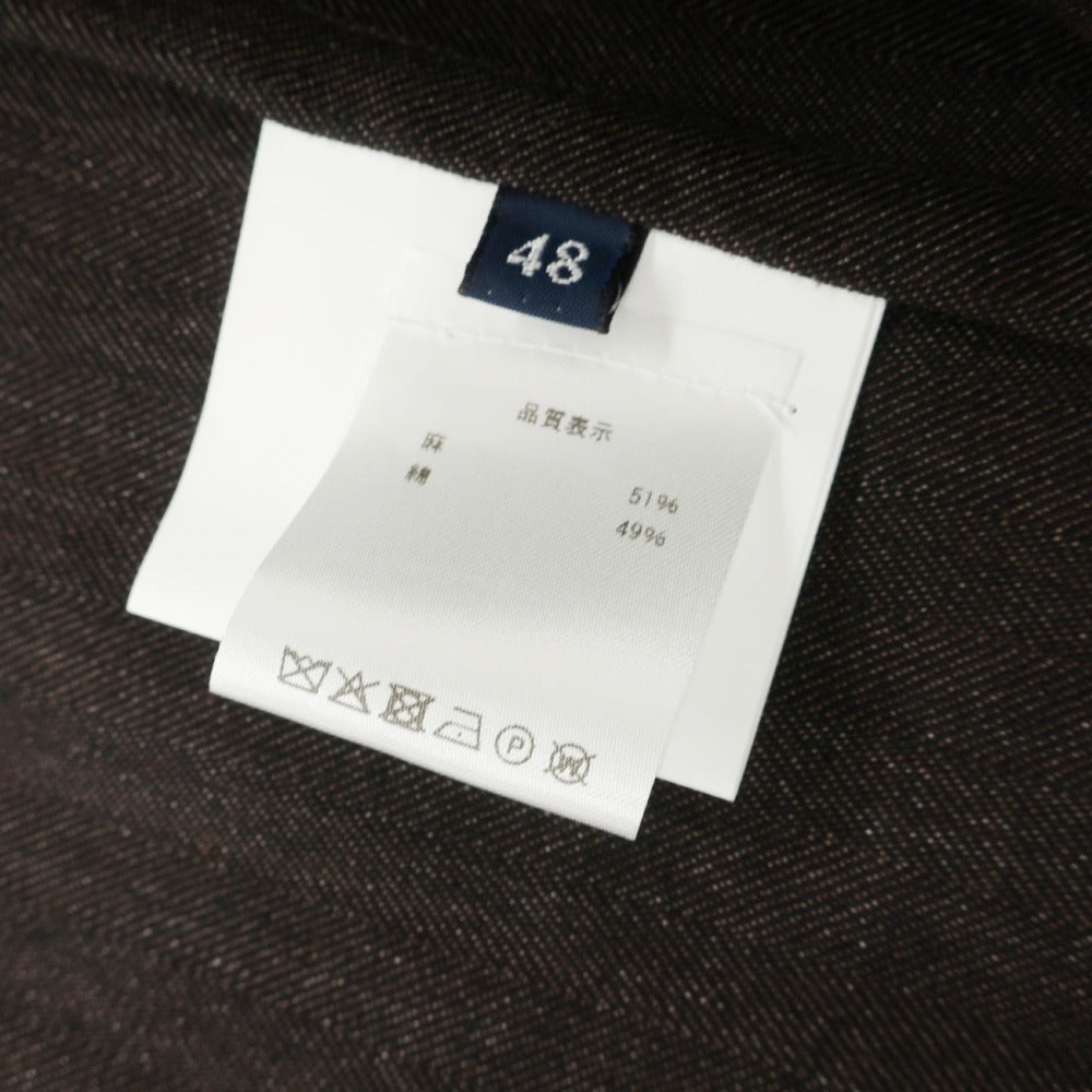 【新品】ドルモア DRUMOHR リネンコットン ヘリンボーン 2B テーラードジャケット 杢ダークブラウン【サイズ48】【 状態ランクN 】【 メンズ 】