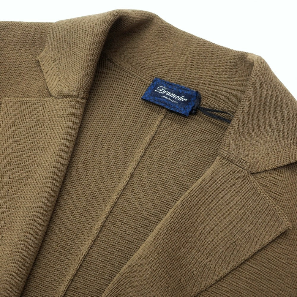 【新品】ドルモア DRUMOHR コットン ミラノリブ 2B ニットジャケット オリーブ【サイズ48】【 状態ランクN 】【 メンズ 】