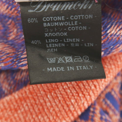 【新品】ドルモア DRUMOHR コットンリネン ビスコッティ柄 カーディガン オレンジxブルー【サイズ46】【 状態ランクN 】【 メンズ 】