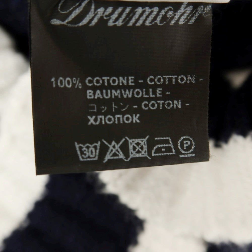 【新品】ドルモア DRUMOHR ミドルゲージ コットン ケーブル編み Vネック チルデン プルオーバーニット ネイビーxホワイト【サイズ44】【 状態ランクN 】【 メンズ 】