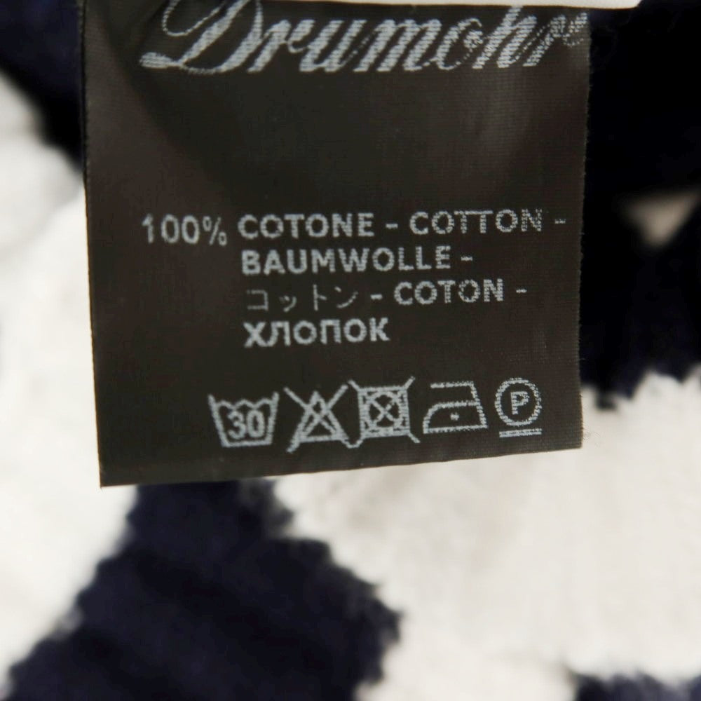 【新品】ドルモア DRUMOHR ミドルゲージ コットン ケーブル編み Vネック チルデン プルオーバーニット ネイビーxホワイト【サイズ46】【 状態ランクN 】【 メンズ 】