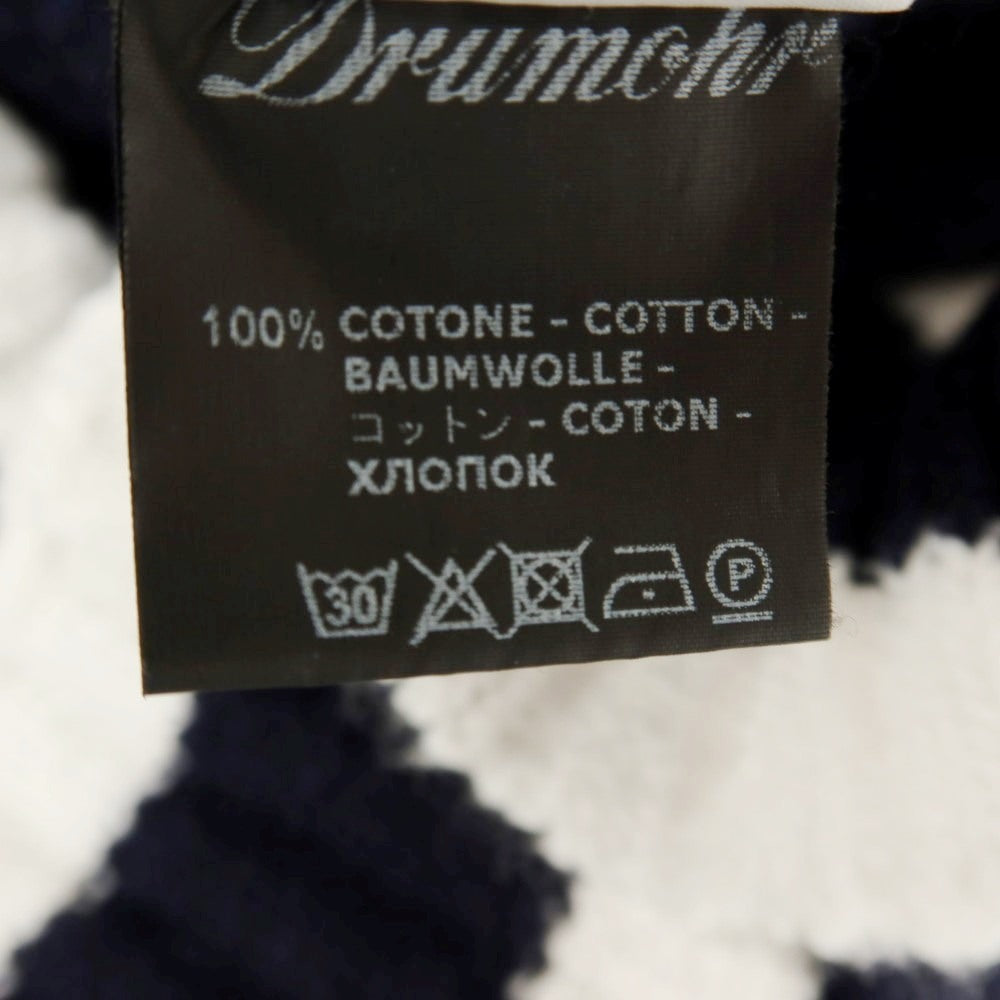 【新品】ドルモア DRUMOHR ミドルゲージ コットン ケーブル編み Vネック チルデン プルオーバーニット ネイビーxホワイト【サイズ46】【 状態ランクN 】【 メンズ 】