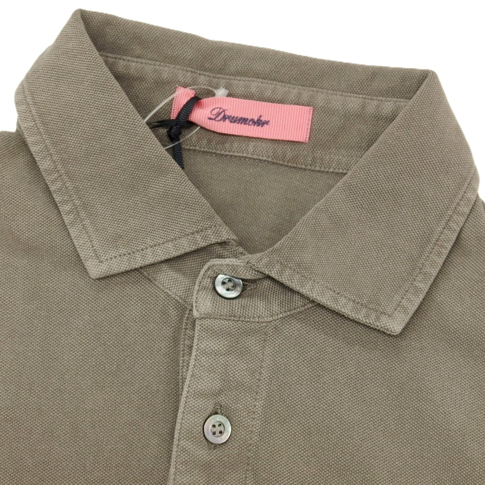 【新品】ドルモア DRUMOHR ガーメントウォッシュ コットン 半袖ポロシャツ ダークグレージュ【サイズXS】【 状態ランクN 】【 メンズ 】