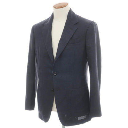 【新品】エルネスト ernesto GFB ホップサック ウールシルクリネンカシミヤ 2B テーラードジャケット ネイビー【サイズ46】【 状態ランクN 】【 メンズ 】