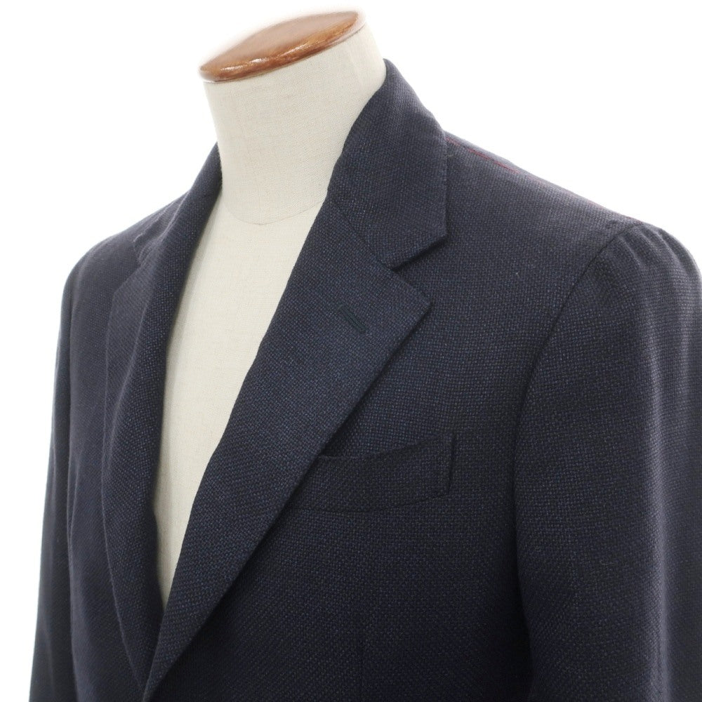 【新品】エルネスト ernesto GFB ホップサック ウールシルクリネンカシミヤ 2B テーラードジャケット ネイビー【サイズ46】【 状態ランクN 】【 メンズ 】