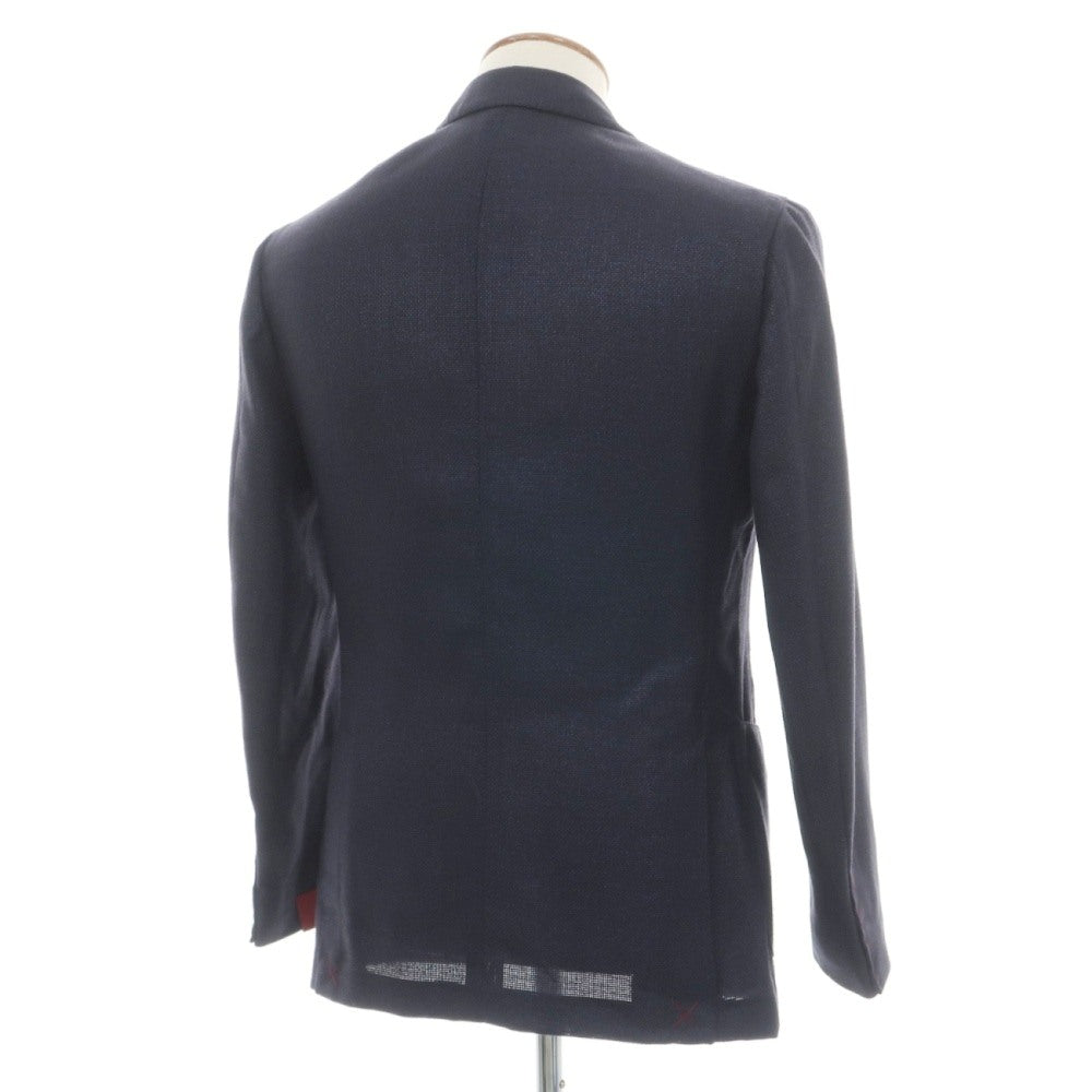 【新品】エルネスト ernesto GFB ホップサック ウールシルクリネンカシミヤ 2B テーラードジャケット ネイビー【サイズ46】【 状態ランクN 】【 メンズ 】