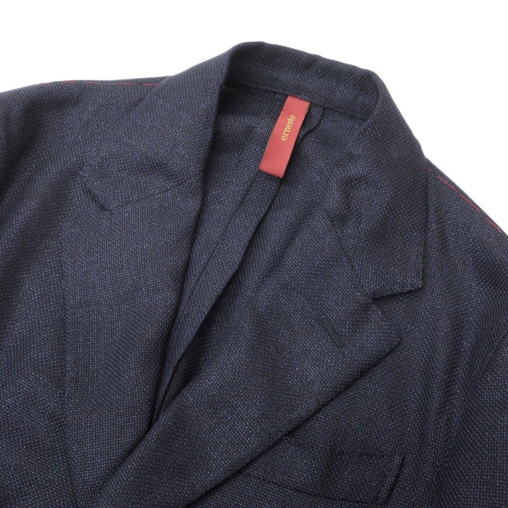 【新品】エルネスト ernesto GFB ホップサック ウールシルクリネンカシミヤ 2B テーラードジャケット ネイビー【サイズ46】【 状態ランクN 】【 メンズ 】