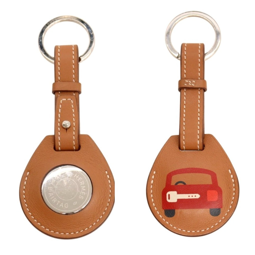 【中古】エルメス HERMES レザー ピクト・ヴォワチュール Apple Air Tag エアタグ キーホルダー ブラウン【 状態ランクB 】【 メンズ 】