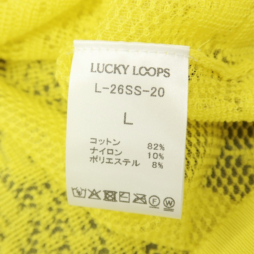 【中古】ラッキー ループス LUCKY LOOPS 2026年春夏 パイナップル柄 ジャカード 半袖ニットシャツ イエロー【サイズL】【 状態ランクB 】【 メンズ 】