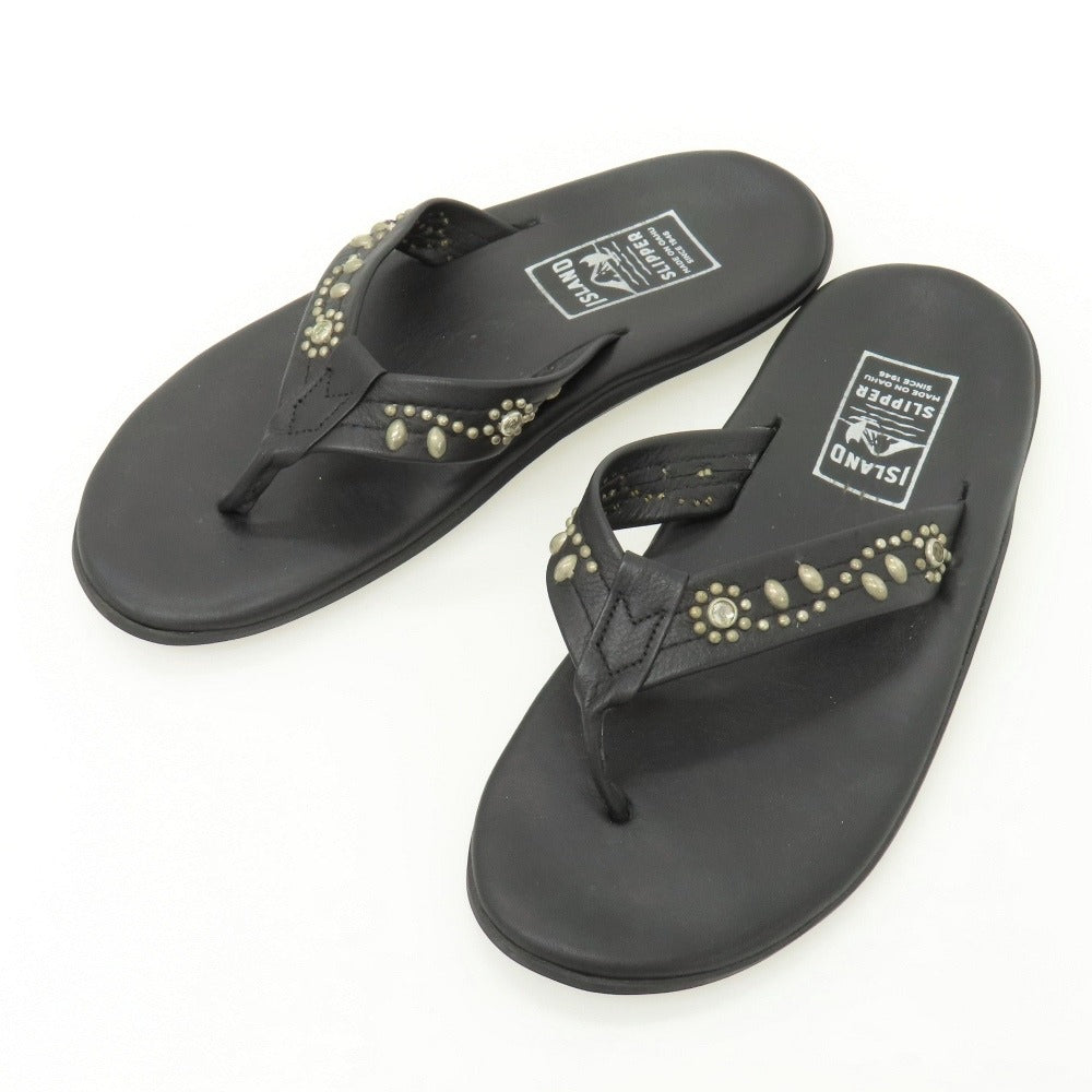 【中古】エイチティーシー HTC × ISLAND SLIPPER レザー サンダル ブラック【サイズ9】【 状態ランクB 】【 メンズ 】