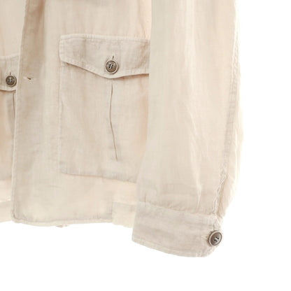 【中古】グランサッソ GRAN SASSO VINTAGE リネン サファリジャケット アイボリーベージュ【サイズ54】【 状態ランクB 】【 メンズ 】