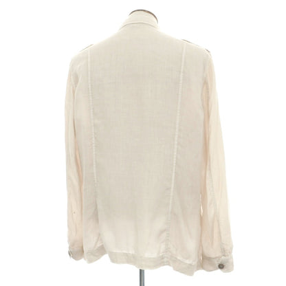 【中古】グランサッソ GRAN SASSO VINTAGE リネン サファリジャケット アイボリーベージュ【サイズ54】【 状態ランクB 】【 メンズ 】