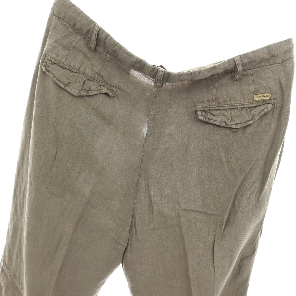 【中古】フォーティーウエフト 40Weft リネン ワークパンツ モスグレー系【サイズ52】【 状態ランクC 】【 メンズ 】