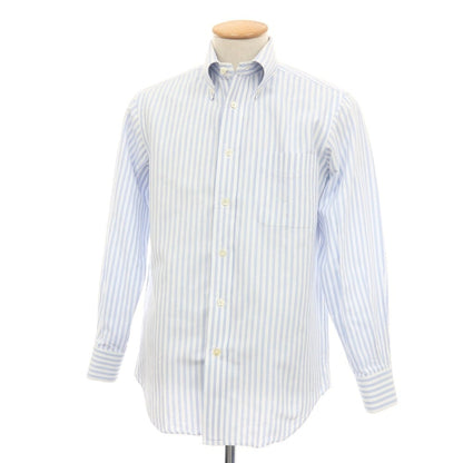 【中古】メイカーズシャツ カマクラ Makers Shirt 鎌倉 コットン ストライプ ボタンダウン ドレスシャツ ホワイトxブルー【サイズ38】【 状態ランクC 】【 メンズ 】