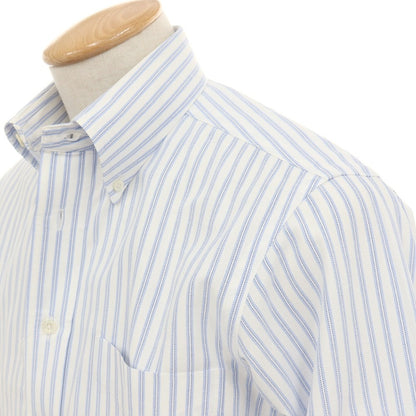 【中古】メイカーズシャツ カマクラ Makers Shirt 鎌倉 コットン ストライプ ボタンダウン ドレスシャツ ホワイトxブルー【サイズ38】【 状態ランクC 】【 メンズ 】