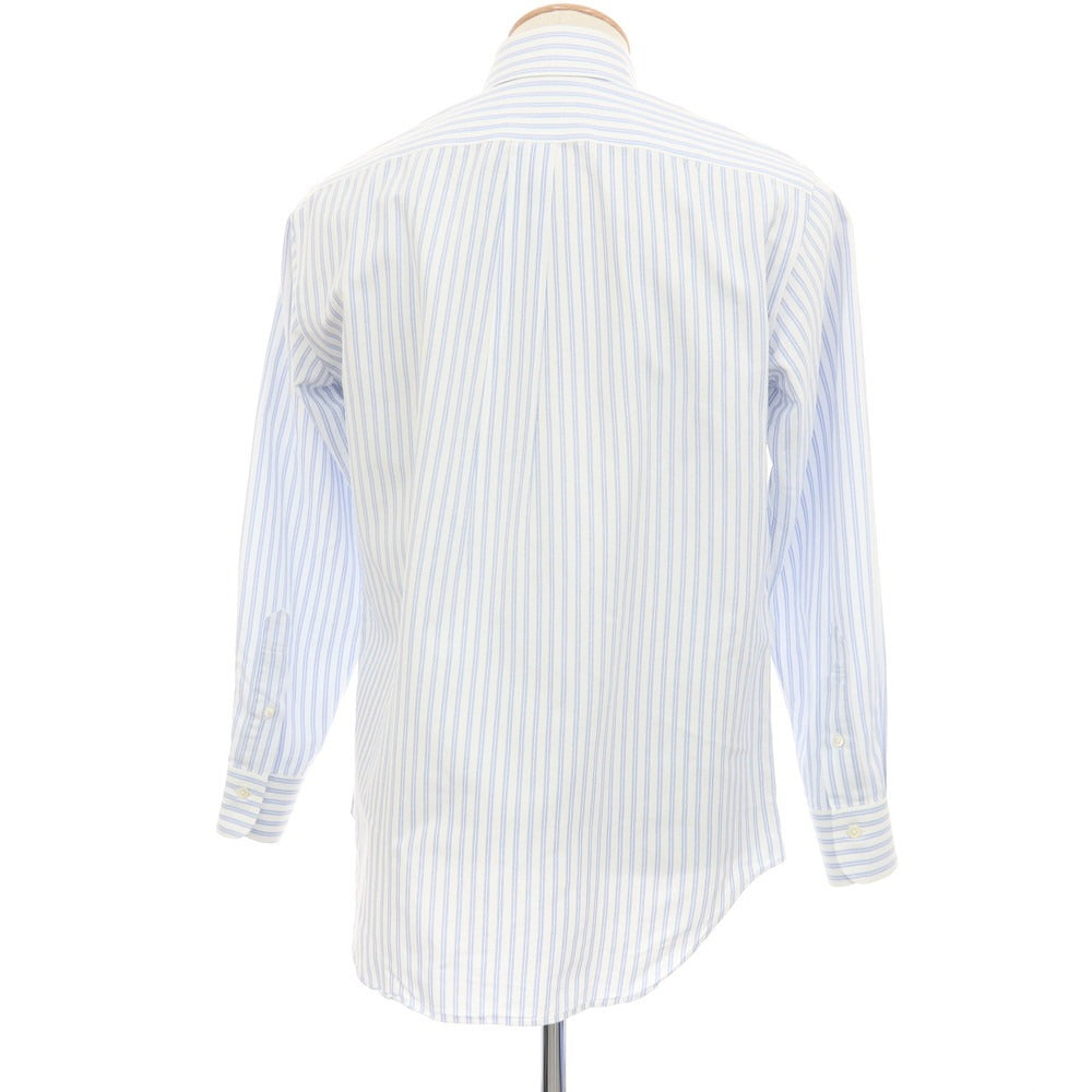 【中古】メイカーズシャツ カマクラ Makers Shirt 鎌倉 コットン ストライプ ボタンダウン ドレスシャツ ホワイトxブルー【サイズ38】【 状態ランクC 】【 メンズ 】