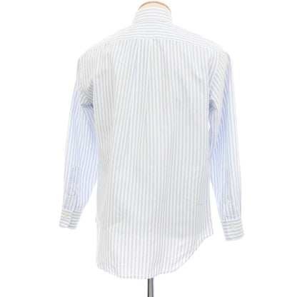【中古】メイカーズシャツ カマクラ Makers Shirt 鎌倉 コットン ストライプ ボタンダウン ドレスシャツ ホワイトxブルー【サイズ38】【 状態ランクC 】【 メンズ 】