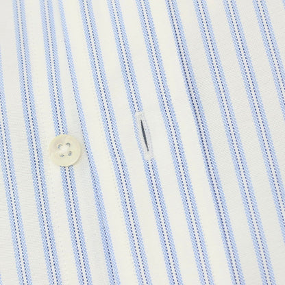 【中古】メイカーズシャツ カマクラ Makers Shirt 鎌倉 コットン ストライプ ボタンダウン ドレスシャツ ホワイトxブルー【サイズ38】【 状態ランクC 】【 メンズ 】