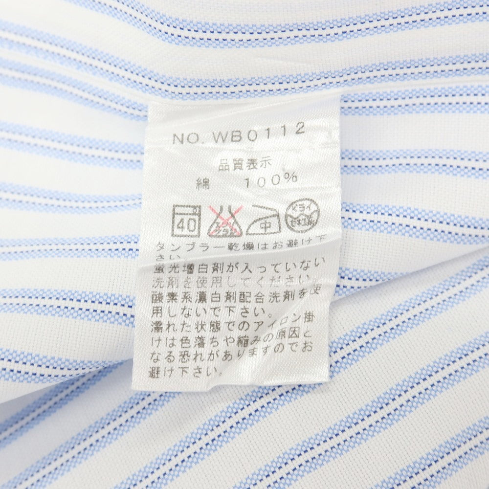 【中古】メイカーズシャツ カマクラ Makers Shirt 鎌倉 コットン ストライプ ボタンダウン ドレスシャツ ホワイトxブルー【サイズ38】【 状態ランクC 】【 メンズ 】