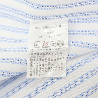 【中古】メイカーズシャツ カマクラ Makers Shirt 鎌倉 コットン ストライプ ボタンダウン ドレスシャツ ホワイトxブルー【サイズ38】【 状態ランクC 】【 メンズ 】