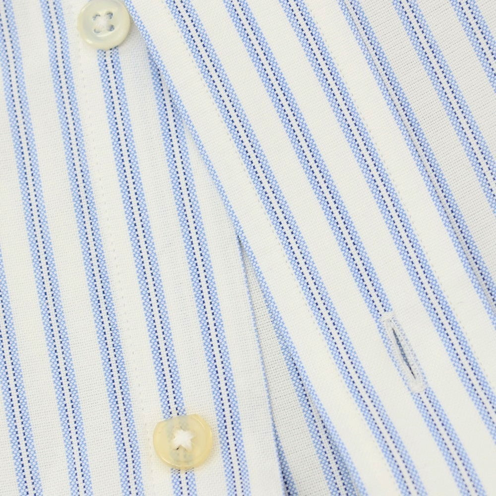 【中古】メイカーズシャツ カマクラ Makers Shirt 鎌倉 コットン ストライプ ボタンダウン ドレスシャツ ホワイトxブルー【サイズ38】【 状態ランクC 】【 メンズ 】