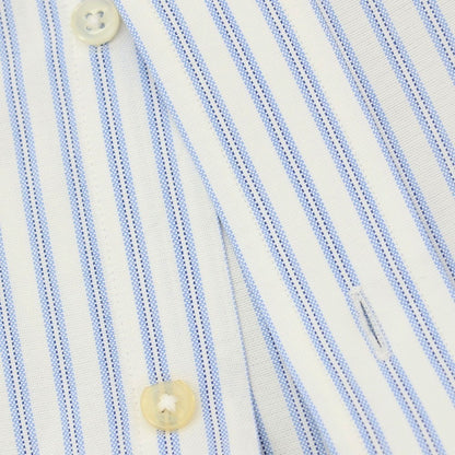 【中古】メイカーズシャツ カマクラ Makers Shirt 鎌倉 コットン ストライプ ボタンダウン ドレスシャツ ホワイトxブルー【サイズ38】【 状態ランクC 】【 メンズ 】