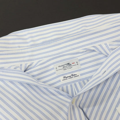 【中古】メイカーズシャツ カマクラ Makers Shirt 鎌倉 コットン ストライプ ボタンダウン ドレスシャツ ホワイトxブルー【サイズ38】【 状態ランクC 】【 メンズ 】