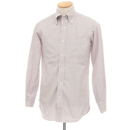 【中古】メイカーズシャツ カマクラ Makers Shirt 鎌倉 コットン チェック ボタンダウン ドレスシャツ ホワイトxレッド【サイズ37】【 状態ランクB 】【 メンズ 】