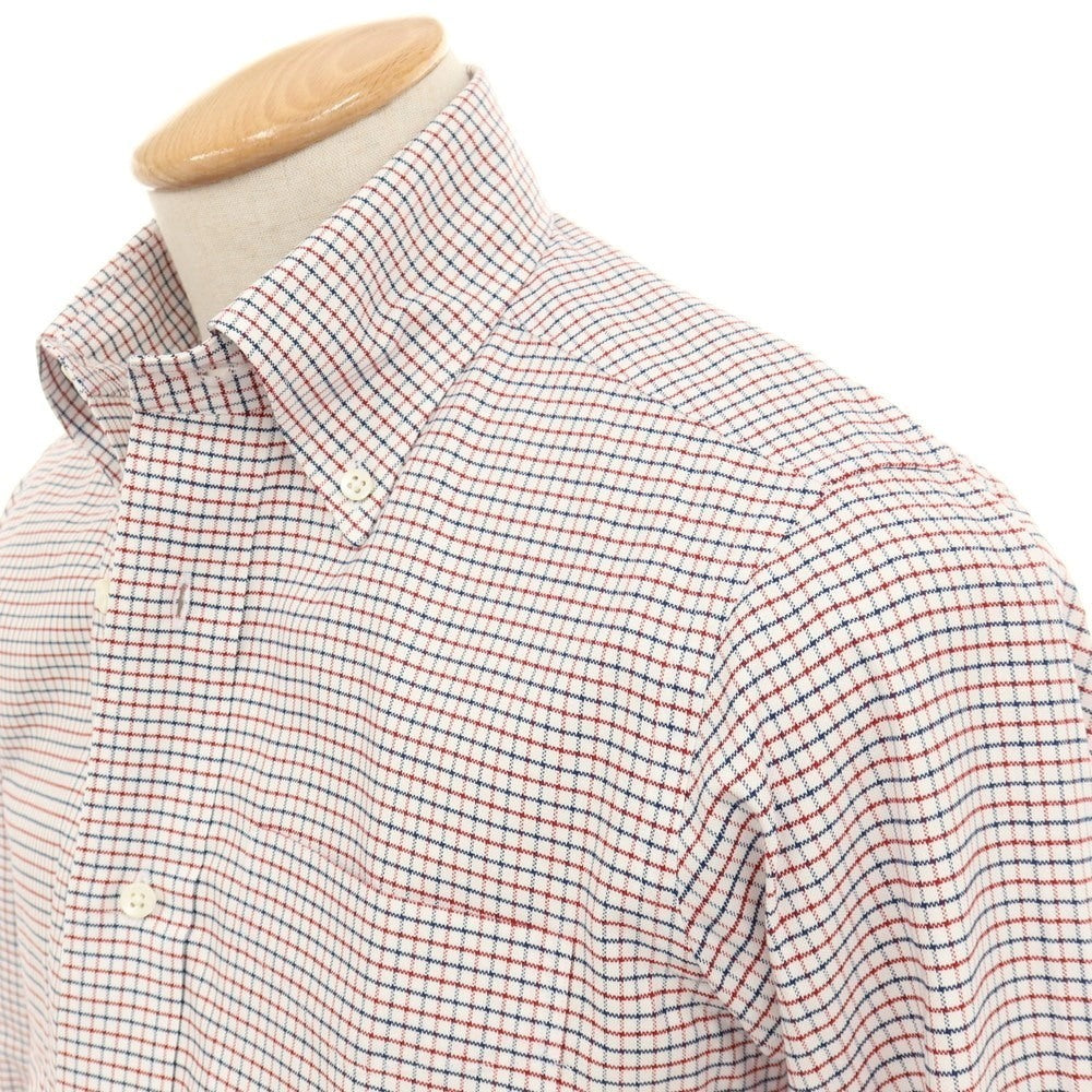 【中古】メイカーズシャツ カマクラ Makers Shirt 鎌倉 コットン チェック ボタンダウン ドレスシャツ ホワイトxレッド【サイズ37】【 状態ランクB 】【 メンズ 】