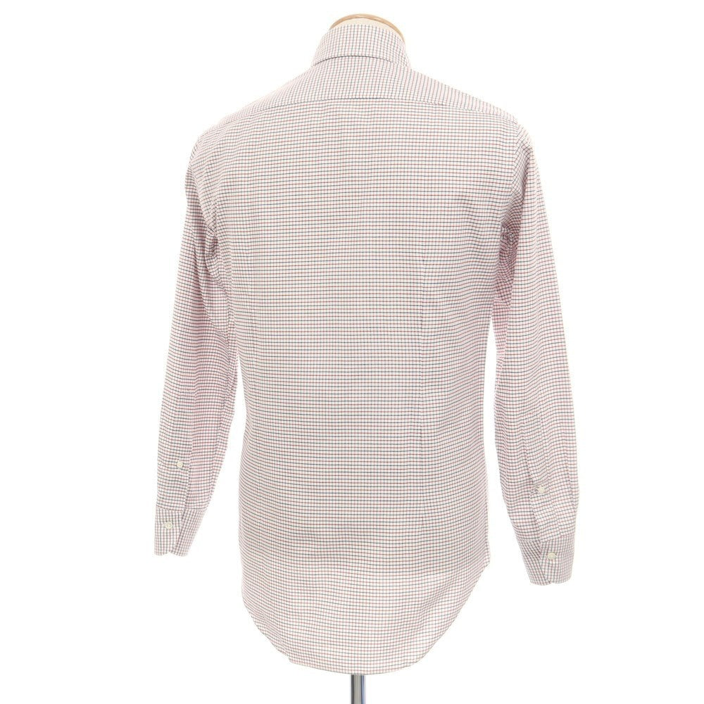 【中古】メイカーズシャツ カマクラ Makers Shirt 鎌倉 コットン チェック ボタンダウン ドレスシャツ ホワイトxレッド【サイズ37】【 状態ランクB 】【 メンズ 】