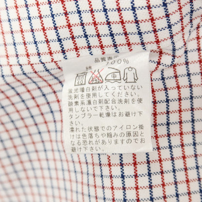 【中古】メイカーズシャツ カマクラ Makers Shirt 鎌倉 コットン チェック ボタンダウン ドレスシャツ ホワイトxレッド【サイズ37】【 状態ランクB 】【 メンズ 】