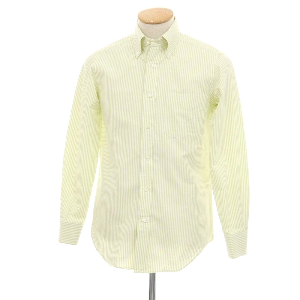 【中古】メイカーズシャツ カマクラ Makers Shirt 鎌倉 コットン ストライプ ボタンダウン ドレスシャツ ライトグリーンxホワイト【サイズ37】【 状態ランクB 】【 メンズ 】