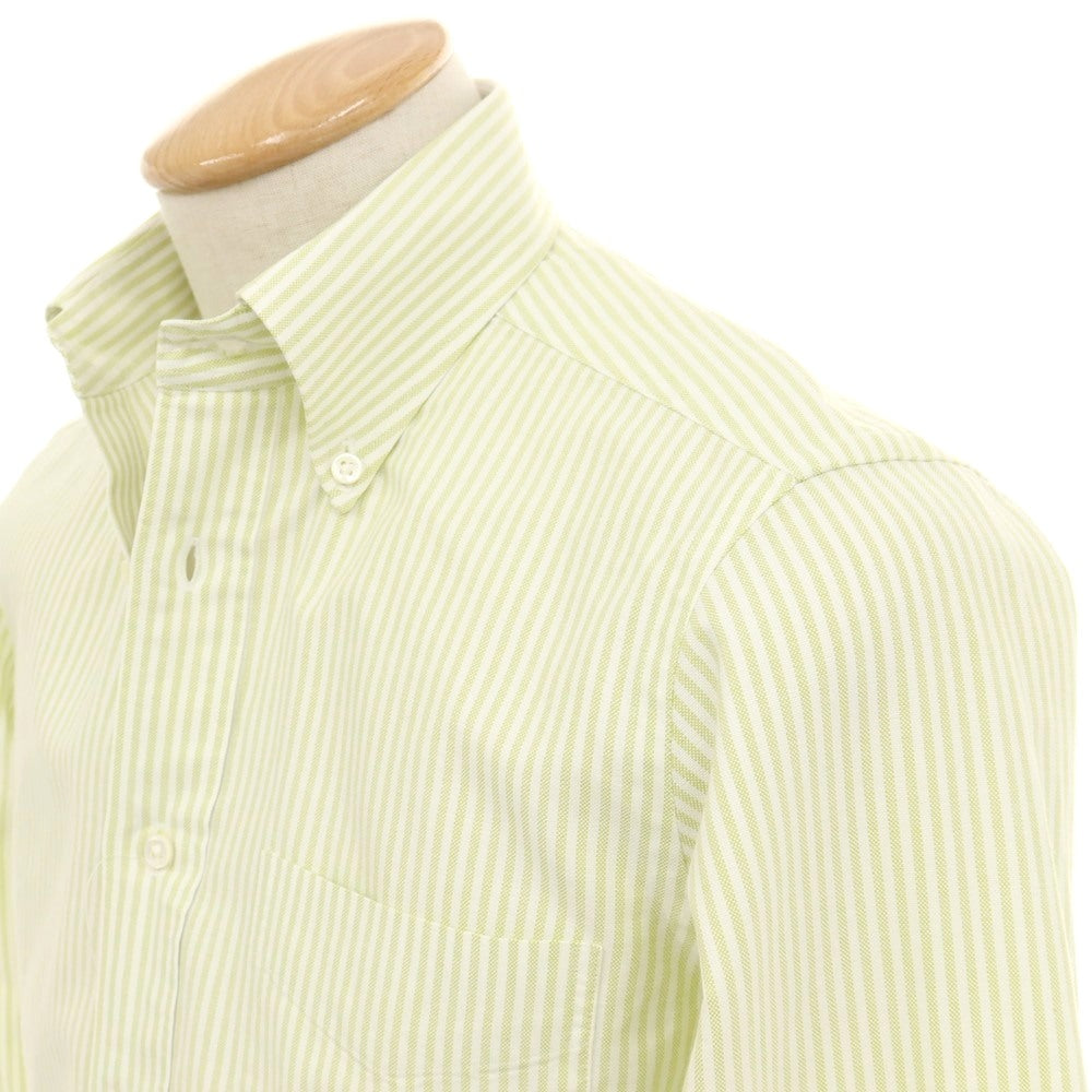【中古】メイカーズシャツ カマクラ Makers Shirt 鎌倉 コットン ストライプ ボタンダウン ドレスシャツ ライトグリーンxホワイト【サイズ37】【 状態ランクB 】【 メンズ 】
