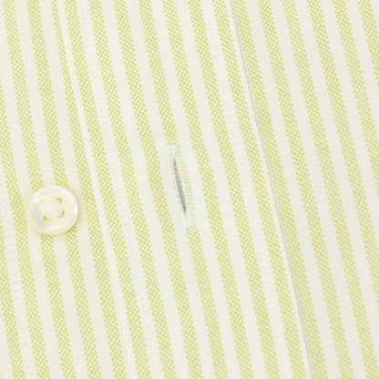 【中古】メイカーズシャツ カマクラ Makers Shirt 鎌倉 コットン ストライプ ボタンダウン ドレスシャツ ライトグリーンxホワイト【サイズ37】【 状態ランクB 】【 メンズ 】