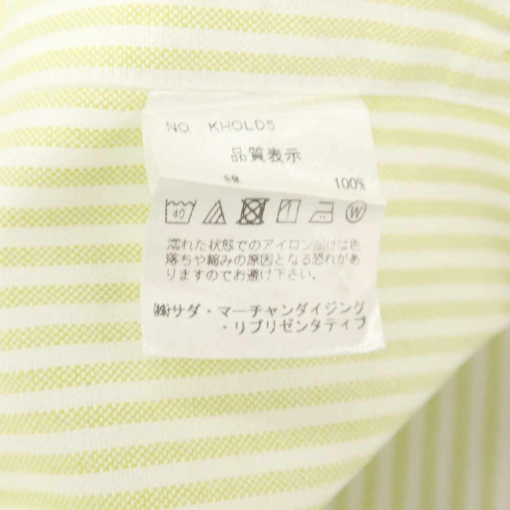 【中古】メイカーズシャツ カマクラ Makers Shirt 鎌倉 コットン ストライプ ボタンダウン ドレスシャツ ライトグリーンxホワイト【サイズ37】【 状態ランクB 】【 メンズ 】