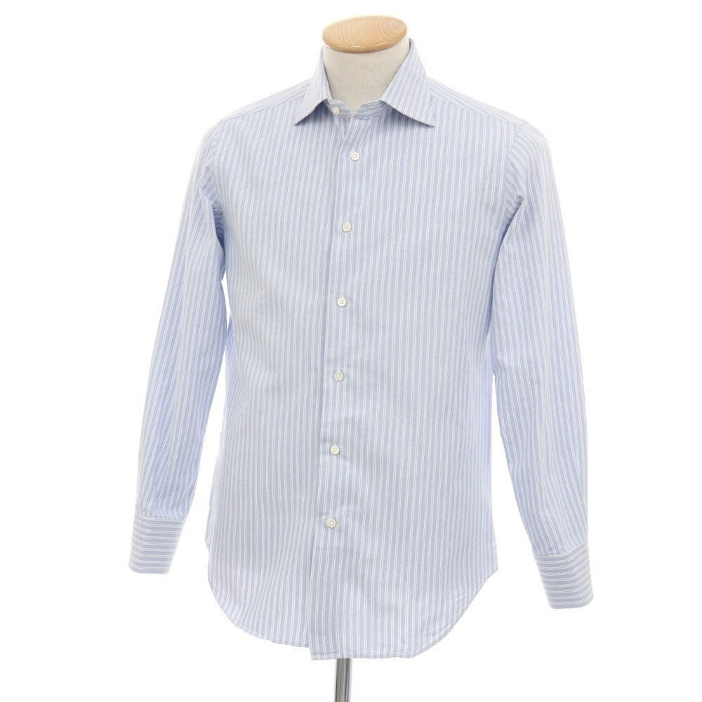 【中古】メイカーズシャツ カマクラ Makers Shirt 鎌倉 コットン ストライプ セミワイドカラー ドレスシャツ ブルーxホワイト【サイズ38】【 状態ランクB 】【 メンズ 】