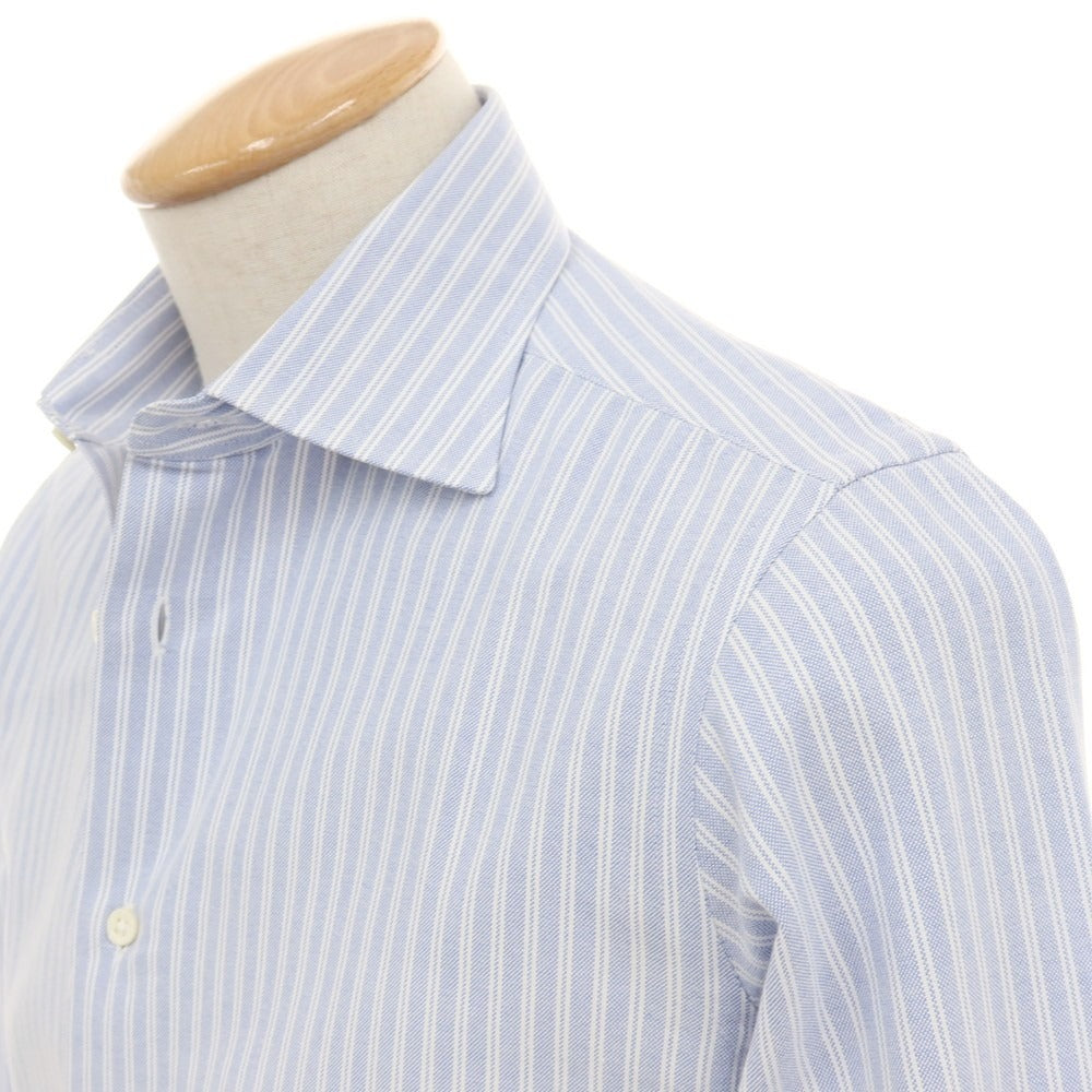 【中古】メイカーズシャツ カマクラ Makers Shirt 鎌倉 コットン ストライプ セミワイドカラー ドレスシャツ ブルーxホワイト【サイズ38】【 状態ランクB 】【 メンズ 】
