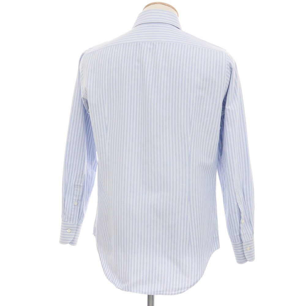 【中古】メイカーズシャツ カマクラ Makers Shirt 鎌倉 コットン ストライプ セミワイドカラー ドレスシャツ ブルーxホワイト【サイズ38】【 状態ランクB 】【 メンズ 】