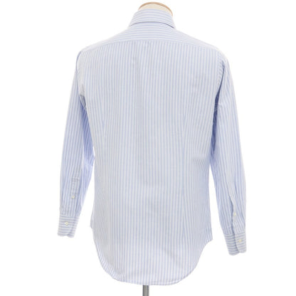 【中古】メイカーズシャツ カマクラ Makers Shirt 鎌倉 コットン ストライプ セミワイドカラー ドレスシャツ ブルーxホワイト【サイズ38】【 状態ランクB 】【 メンズ 】