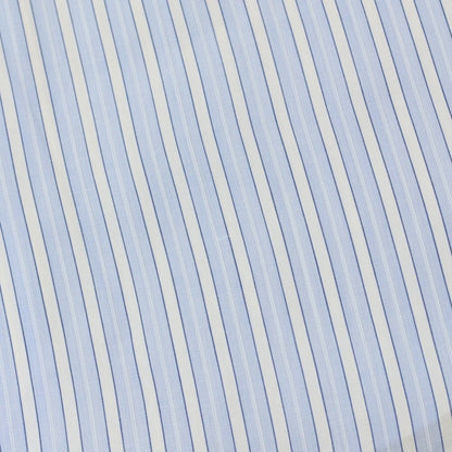 【中古】メイカーズシャツ カマクラ Makers Shirt 鎌倉 コットン ストライプ クレリック ワイドカラー ドレスシャツ ブルーxホワイト【サイズ38】【 状態ランクC 】【 メンズ 】