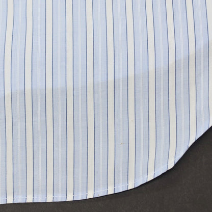 【中古】メイカーズシャツ カマクラ Makers Shirt 鎌倉 コットン ストライプ クレリック ワイドカラー ドレスシャツ ブルーxホワイト【サイズ38】【 状態ランクC 】【 メンズ 】