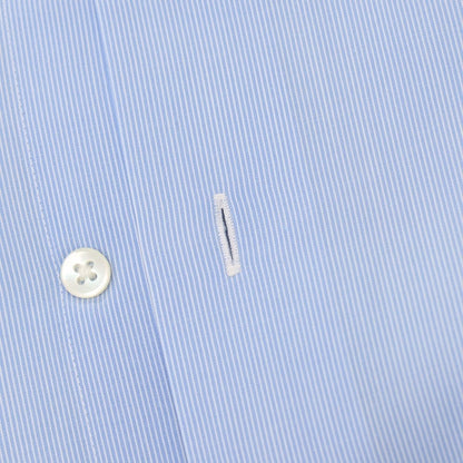 【中古】メイカーズシャツ カマクラ Makers Shirt 鎌倉 コットン ストライプ ホリゾンタルカラー ドレスシャツ ブルーxホワイト【サイズ37】【 状態ランクC 】【 メンズ 】