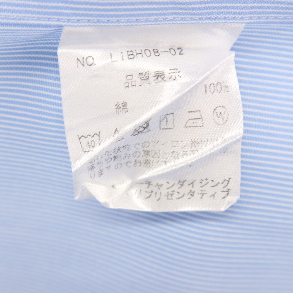 【中古】メイカーズシャツ カマクラ Makers Shirt 鎌倉 コットン ストライプ ホリゾンタルカラー ドレスシャツ ブルーxホワイト【サイズ37】【 状態ランクC 】【 メンズ 】