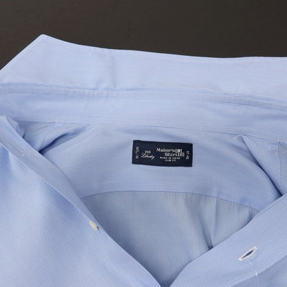 【中古】メイカーズシャツ カマクラ Makers Shirt 鎌倉 コットン ストライプ ホリゾンタルカラー ドレスシャツ ブルーxホワイト【サイズ37】【 状態ランクC 】【 メンズ 】