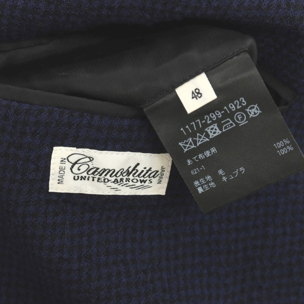 【中古】カモシタ camoshita ウール チェック 3B テーラードジャケット ネイビーxブラック【サイズ48】【 状態ランクB 】【 メンズ 】