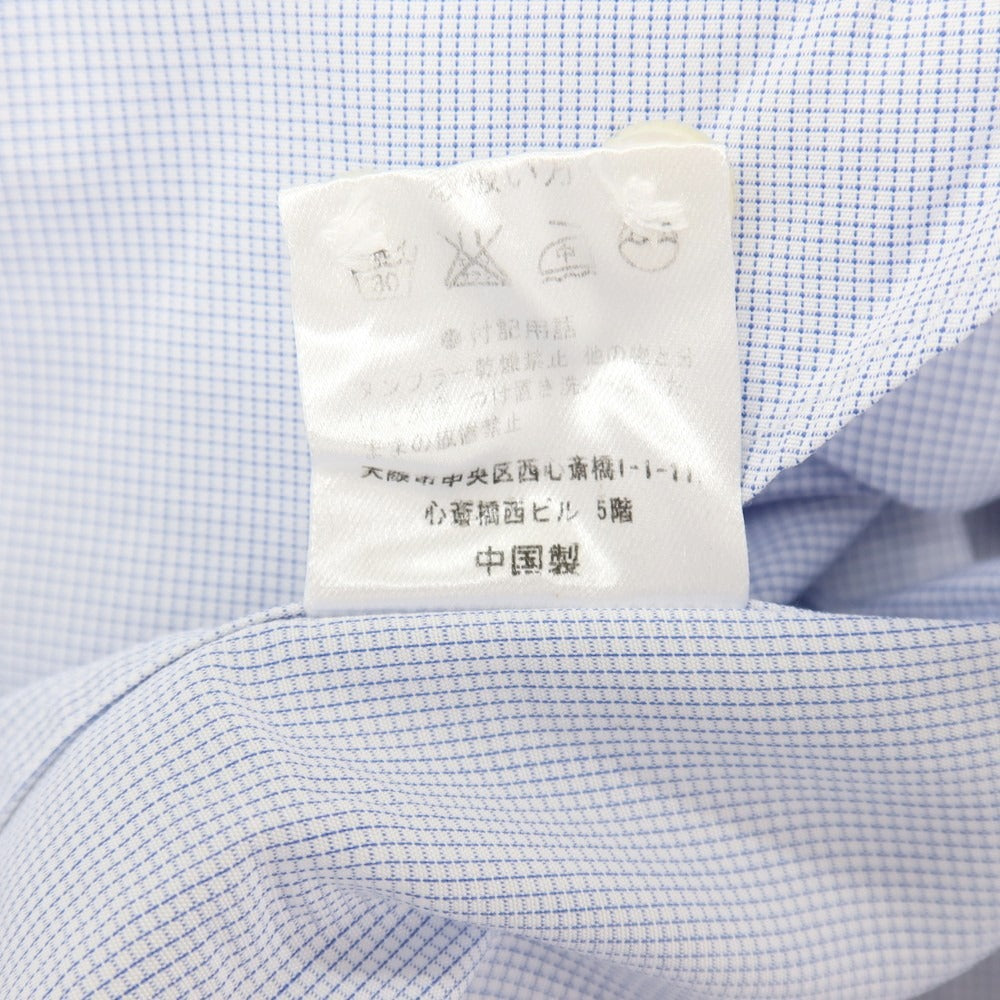 【中古】ストラスブルゴ STRASBURGO コットン チェック ワイドカラー ドレスシャツ ホワイトxブルー【サイズ40】【 状態ランクC 】【 メンズ 】