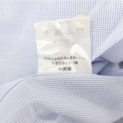 【中古】ストラスブルゴ STRASBURGO コットン チェック ワイドカラー ドレスシャツ ホワイトxブルー【サイズ40】【 状態ランクC 】【 メンズ 】