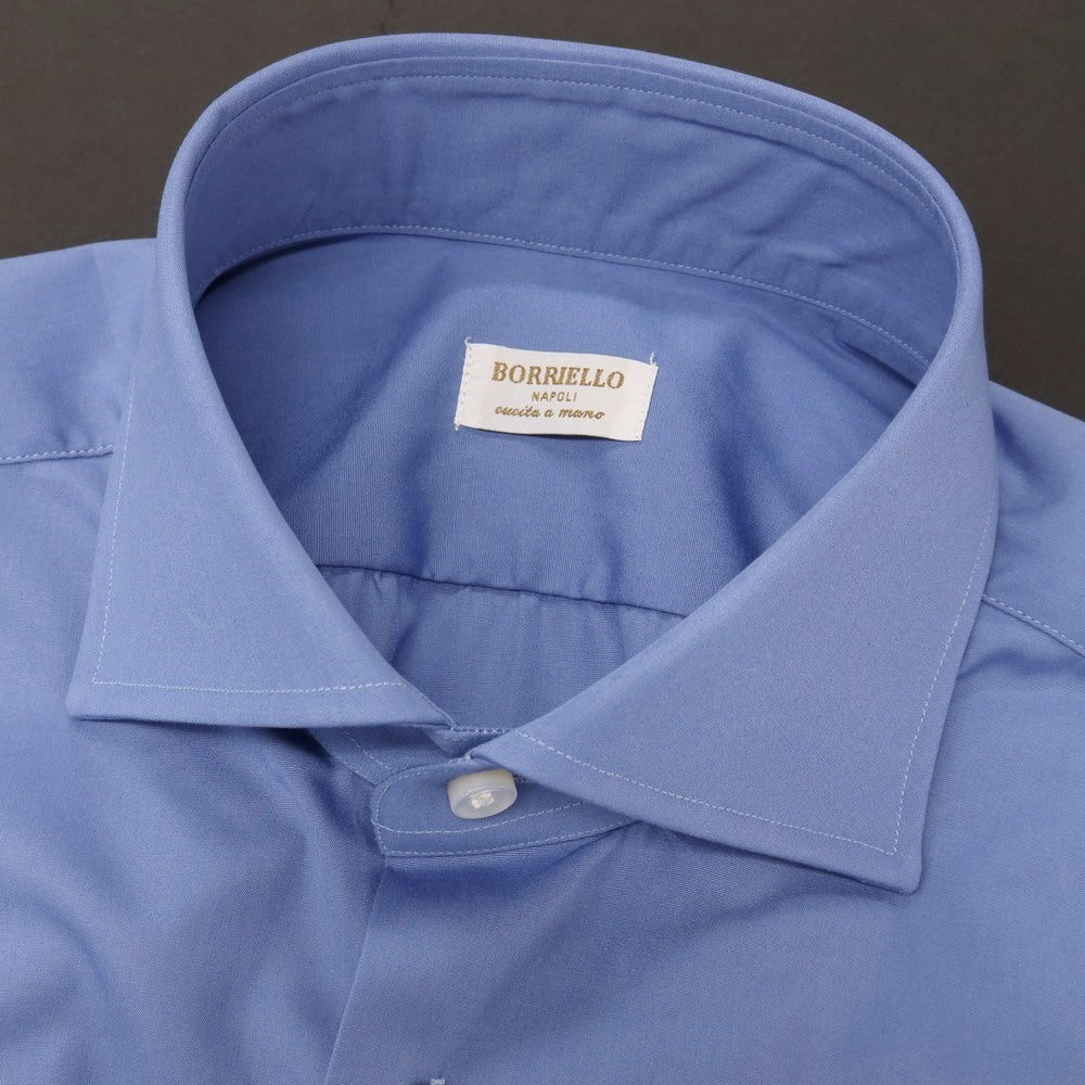 【新品アウトレット】ボリエッロ BORRIELLO コットン ワイドカラー ドレスシャツ ブルー【サイズ38(紙タグ表記)】【 状態ランクN- 】【 メンズ 】